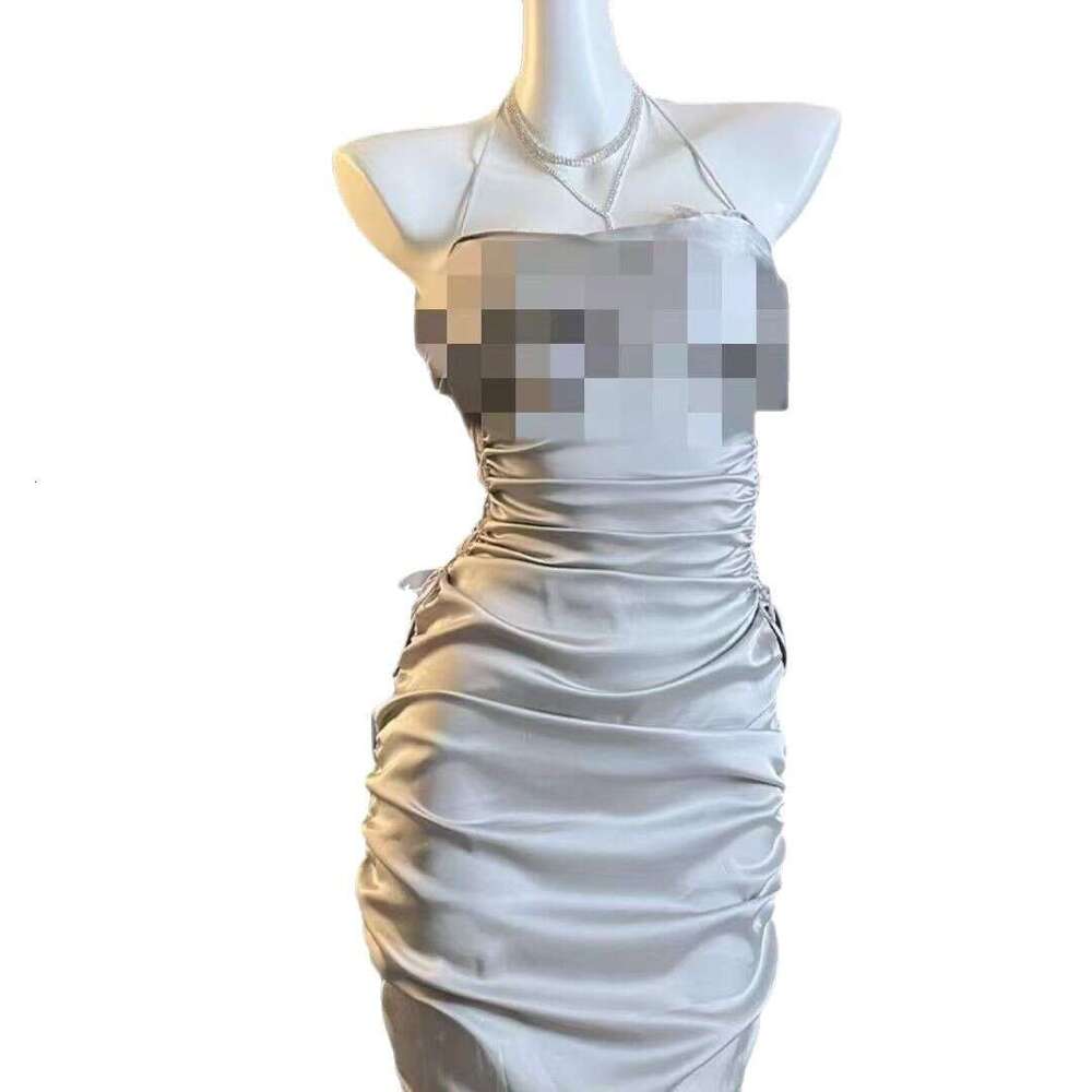 Satin Halter Neck Ruched Dress Sexy Bodycon Nightwear for Women Elegant Party Intimate Occasion Lingerie