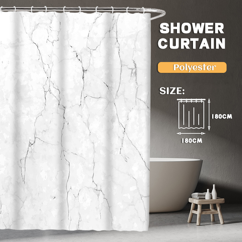 YL-36930 Manufacturer Spot Digital Printed Fabric Shower Curtain Waterproof Thickened Bathroom Partition Curtain with Hook
