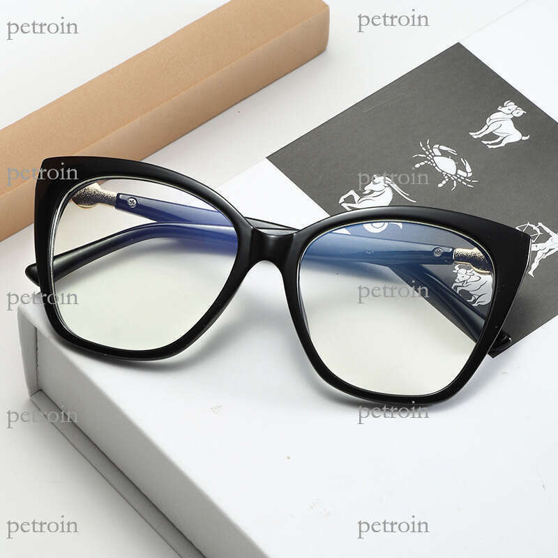 New Fashion Cat Eye Blue Light Blocking Glasses, Versatile Trendy Plain Glasses with Prescription Frames