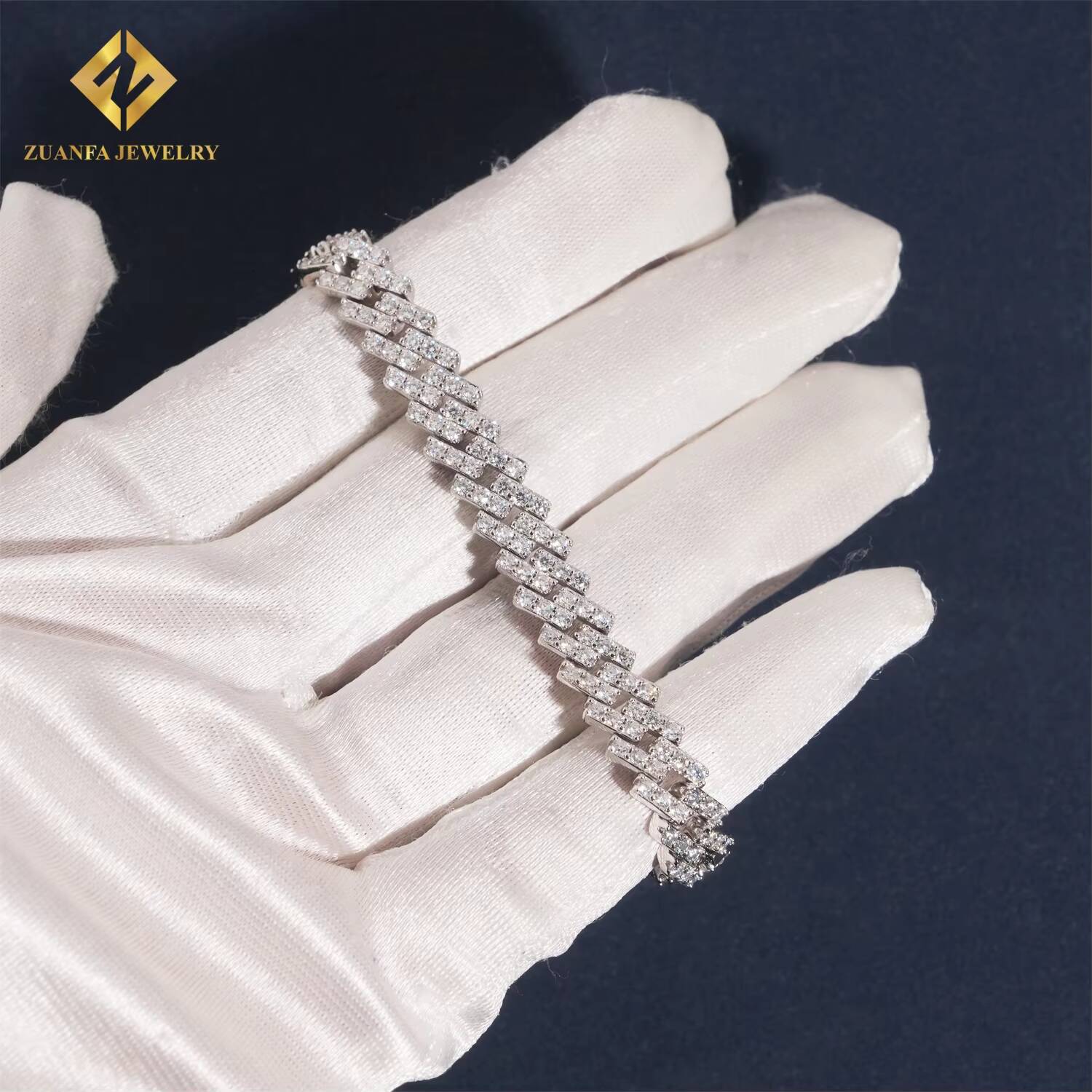 8mm 1 Row Moissanite Cuban Bracelet 925 Silver Fine Jewelry Iced Out Bracelet Hip Hop Bracelet