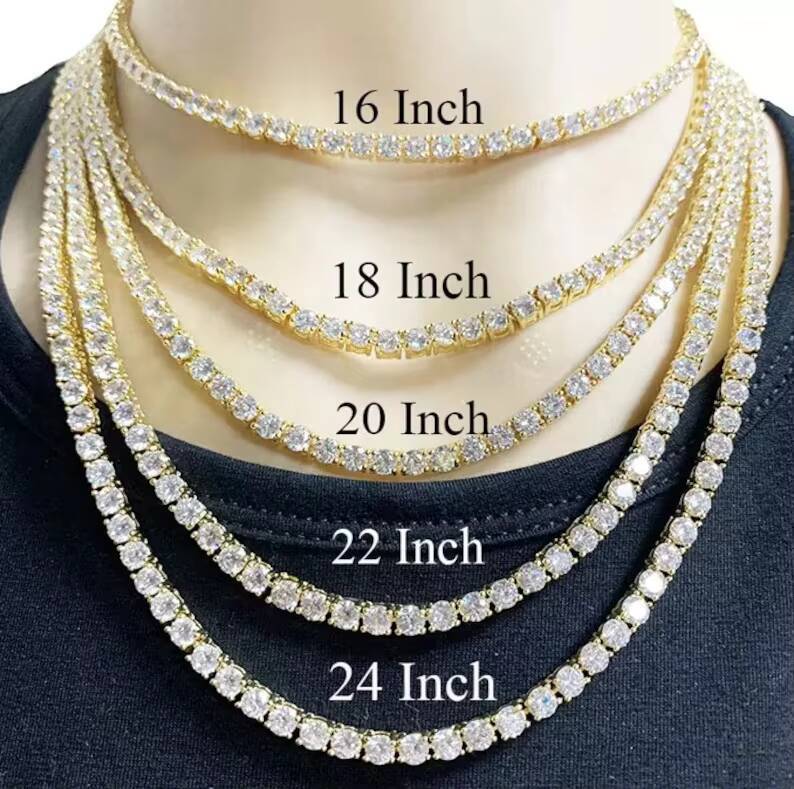 Master Rocks Jewelry Hip Hop Necklace 14k Solid Gold Iced Out 4MM VVS Moissanite Tennis Chain