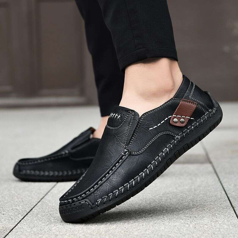 9916 Men's Outdoor Casual One Foot Flat Sole Handmade Shoes, Spring Low Top Large Size Lefu Cow Leather Surface