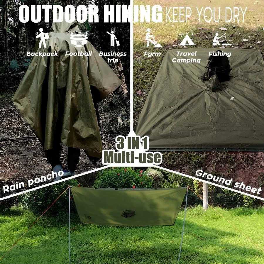 3-in-1 Waterproof Lightweight Unisex Raincoat HikingRaincoat Hiking Multifunctional Outdoor Activity Rain Gear Tent Cover Y250814