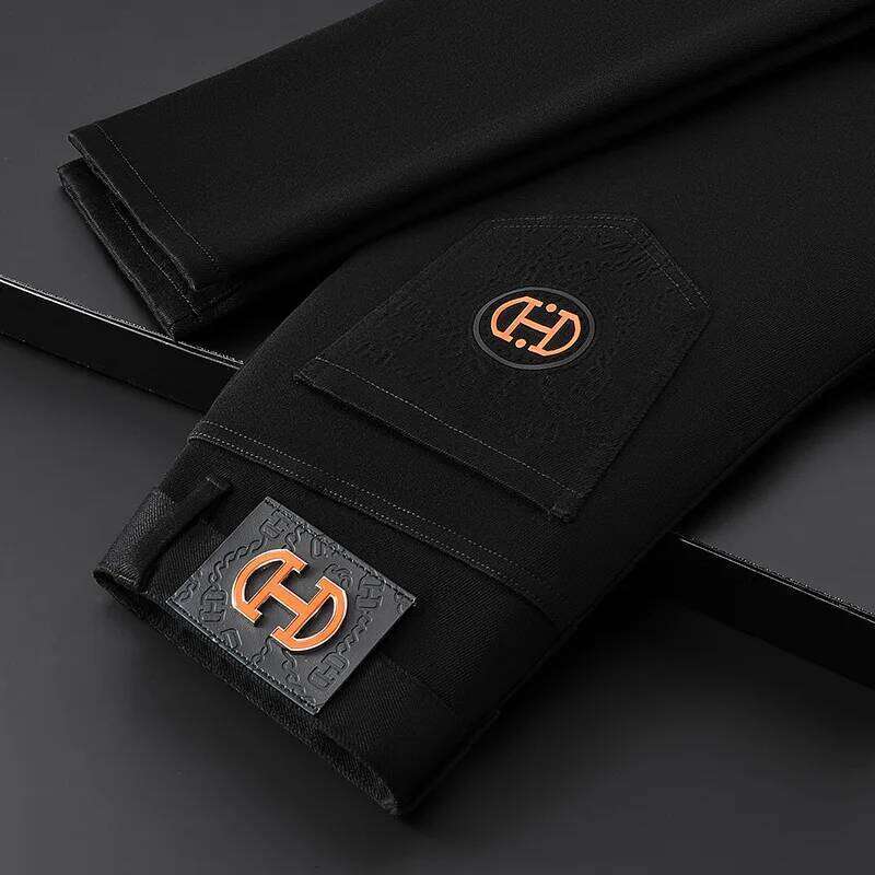 Autumn and Winter Black Jeans Men New Light Men's Clothing Fashionable Printed Casual Slim Stretch High-End Long Pants