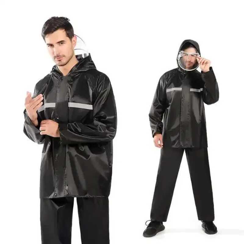 Raincoat Rain Pants Suit Mens Long Body Anti-rainstorm Electric Motorcycle Take-away Riding Raincoat Y250814
