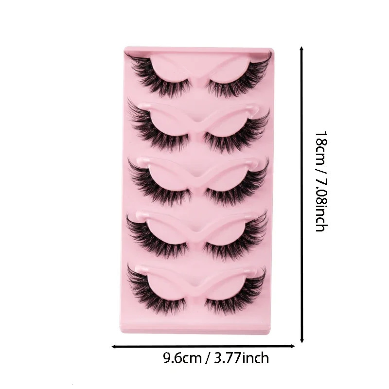 5 Pairs Cat Eye Lashes Faux Mink Eyelashes Natural long Manga Winged End Elongated Makeup 250811