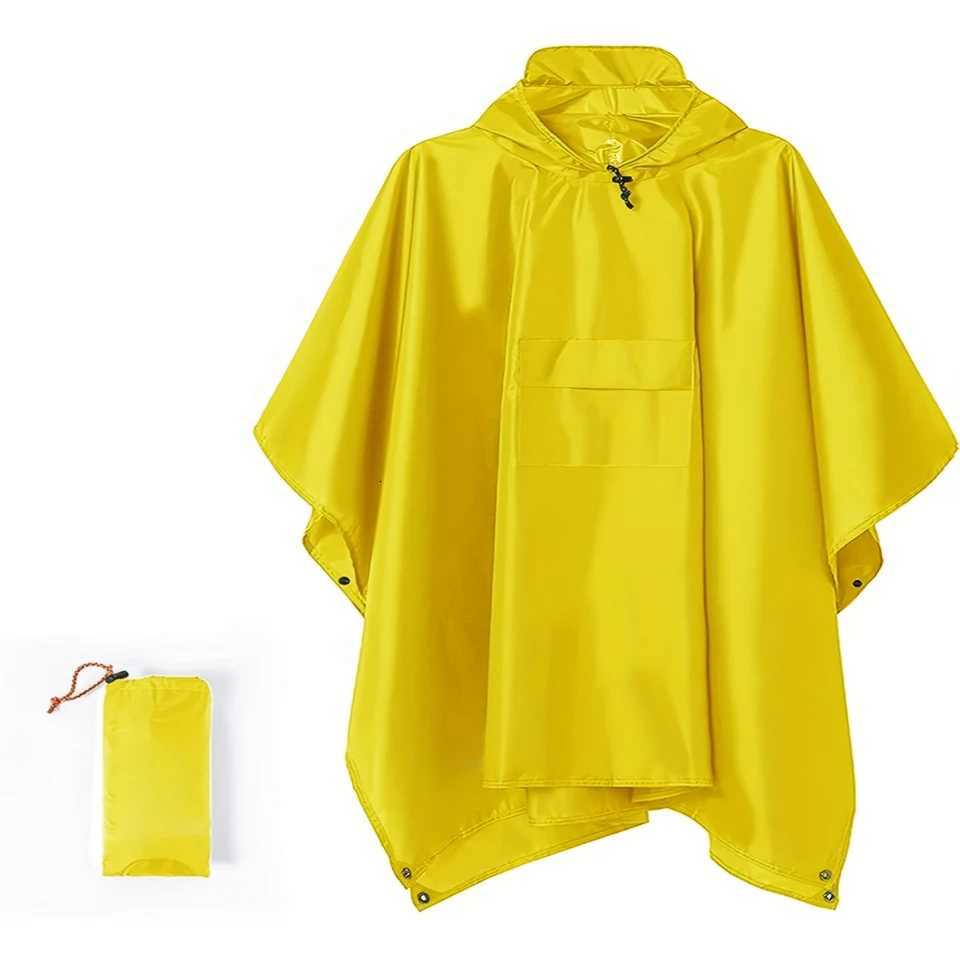 Versatile Mens 3-in-1 Raincoat Waterproof Hooded Poncho with Drawstring Lightweight for All-Season Hiking and Camping Y250814