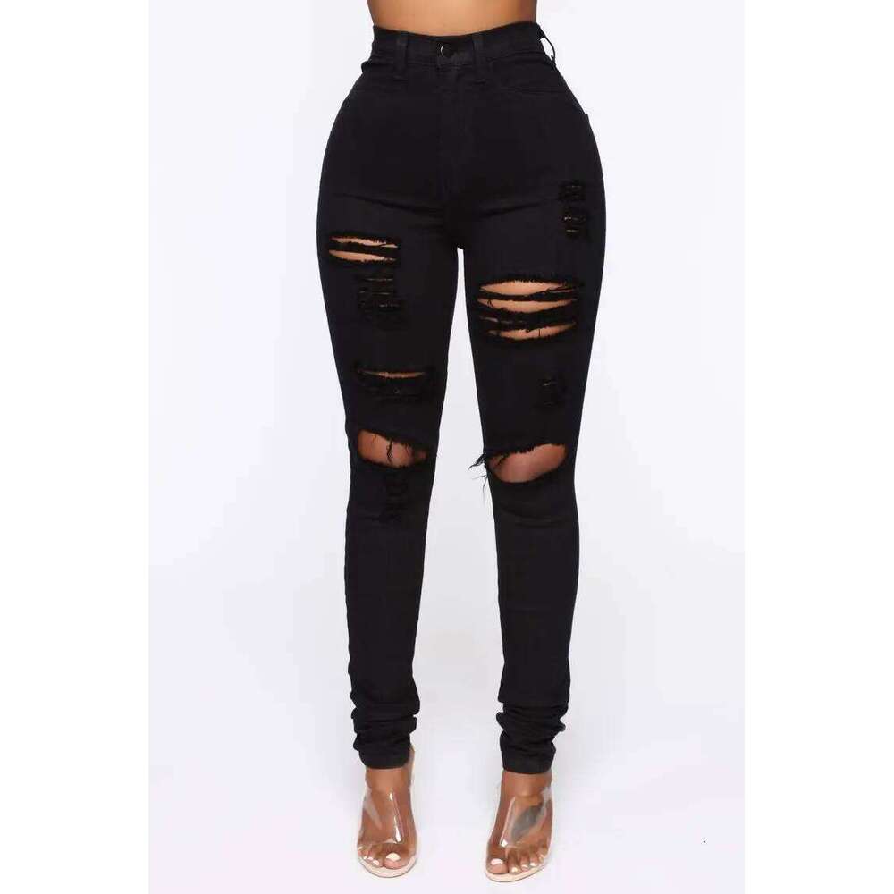2025 New Black Ripped Jeans For Women Fashion High Waist Denim Pencil Pants Stretch Slim Skinny Trousers XS-XL Global Drop Ship