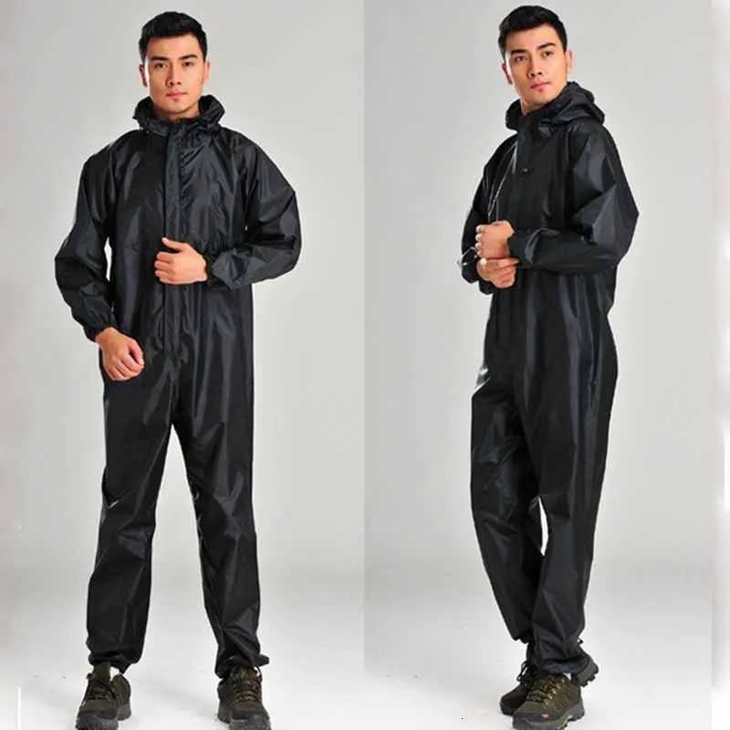 One-piece Raincoat Men Waterproof Jumpsuit One-piece Rain Poncho Women Seamless Raincoat All-in-one Rain Gear Hooded Rain Suit Y250814