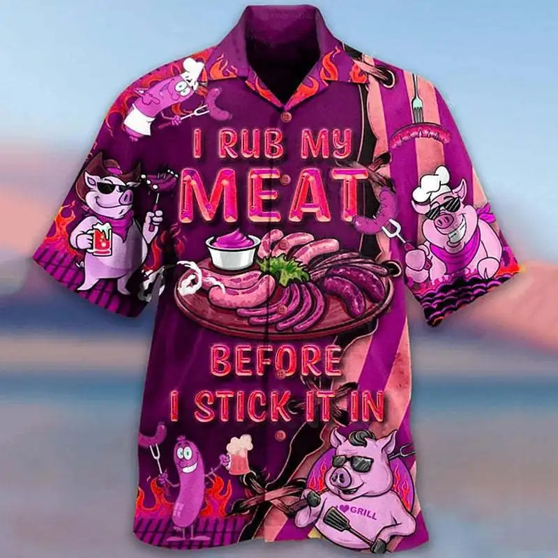 2024 Summer Mens Beach Shirt Cartoon Fruit 3D Printed Cuban Collar Short Sleeve Hawaiian Vacation Top Large Size Affordable 250804