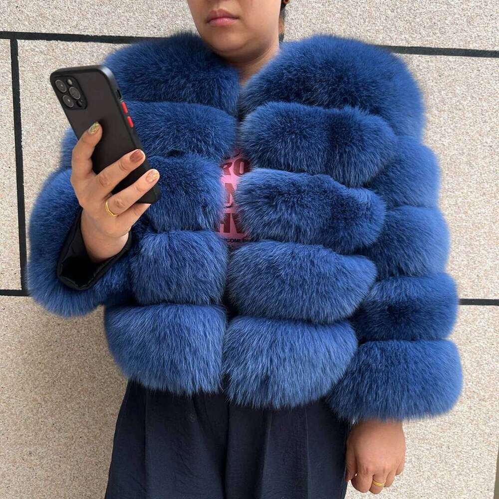 LHXDW Real fox fur coat women's winter warm 100% natural fur jacket Short Raccoon fur coat women