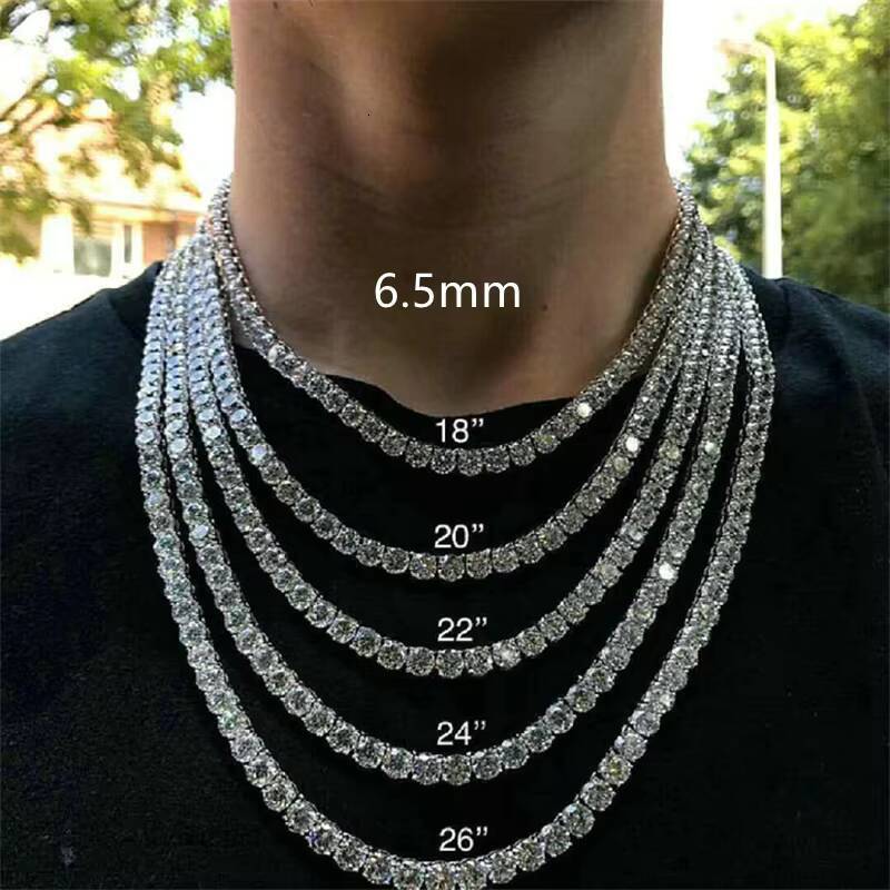 Wholesale Price 3MM 4MM 925 Sterling Silver Tennis Chain Fine Jewelry Necklace D Color VVS1 Diamond Moissanite for Women Men
