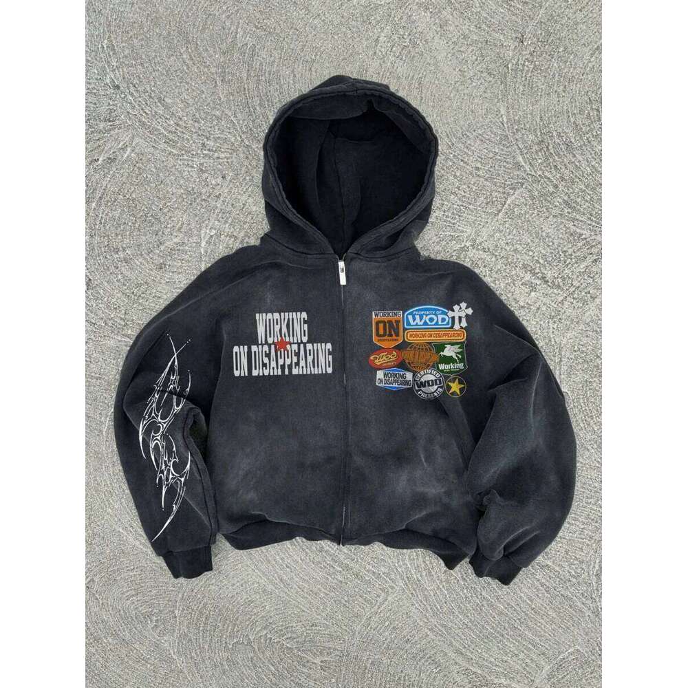 Designer Clothing 2025 Y2k American Hip-Hop Personality Icon Pattern Print Hoodie Men Clothing Streetwear Haruku Jacket Gothic Casual Zip Up Hoodies