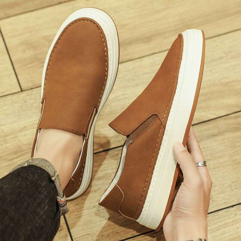Trendy Men's Loafers, Genuine Leather Low Cut Bean Lazy Versatile Flat Shoes, Odor And Anti Slip Korean Casual Shoes