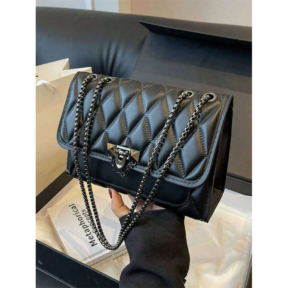 Simple And Stylish Dia Grid Crossbody Metal Chain Shoulder Bag Suitable For Women S Daily Leisure Use A DH