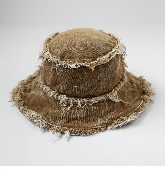 Washed And Distressed Fur Brimmed Double-Sided Basin Hat Japanese Street Fashion Hip-Hop Cool And Handsome Fisherman Hat 250808