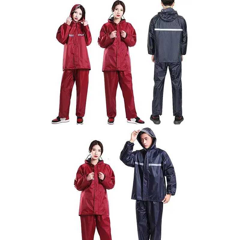 Adult Thick Waterproof RainCoat Rain Coat Motorcycle Rainsuit Motorcycle Rainwear Suit Reflective Riding Raincoat Y250814