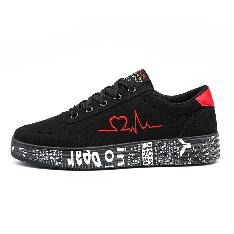 Fashion Women Vulcanized Shoes Sneakers Ladies Lace-up Casual Shoes Breathable Canvas Red white Lover Shoes Graffiti Flat 250809