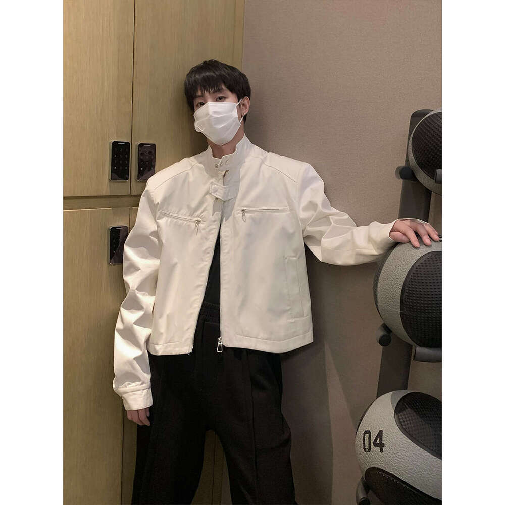 High-End Shoulder-Padded Short Functional For Men, Spring And Autumn, Niche American High Street Trendy Brand, Vibe Style Motorcycle Jacket B5