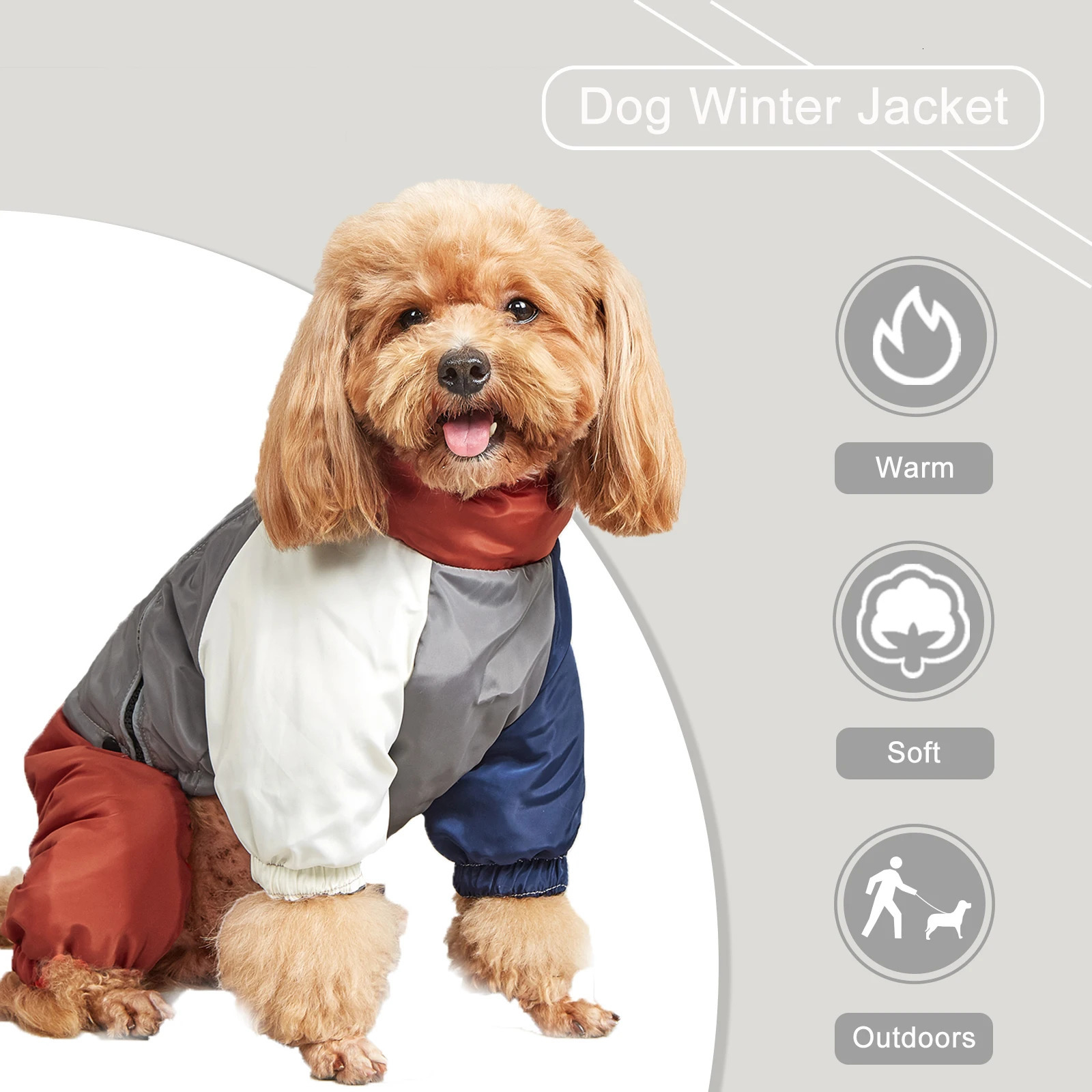 Winter Dog Jacket Warm Thicken Cotton Clothes With Traction Ring Windproof Coat Medium Large Dogs Outdoor Cold Proof 250814