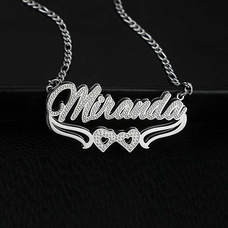 Name Necklace Personalized Double-layer 3D Necklace With Customized Name Stainless Steel Jewelry 241025