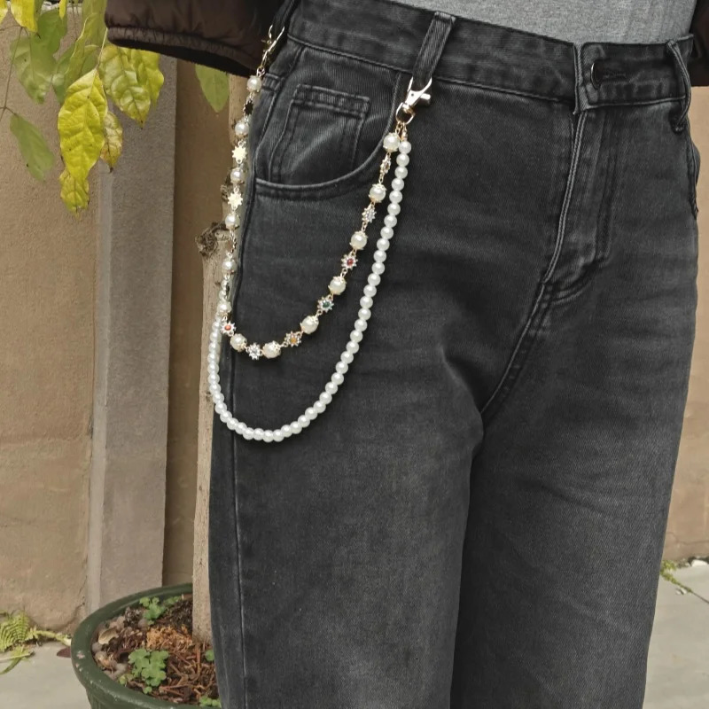 Salircon Exquisite Pearl Pants Chain Men Women Ones Waist Fashion Accessories Model HipHop Jewelry 250811