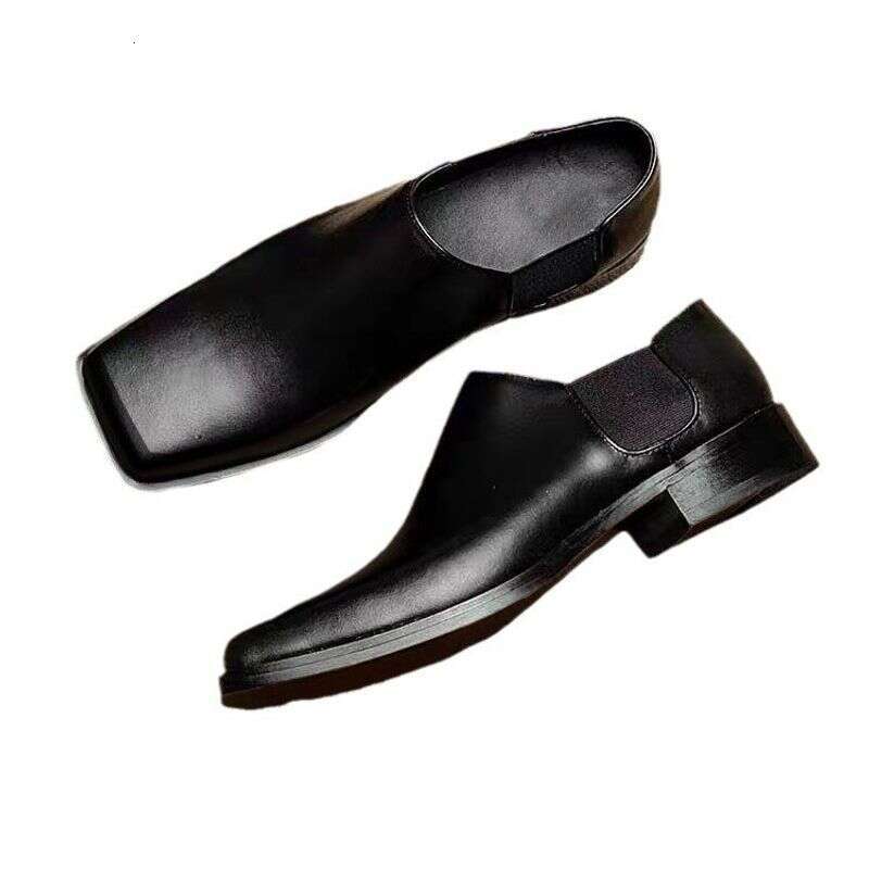 Winter British Style Square Toe Leather For Both Men And Women, Casual One Footed Loafers, Men's Niche Derby Shoes
