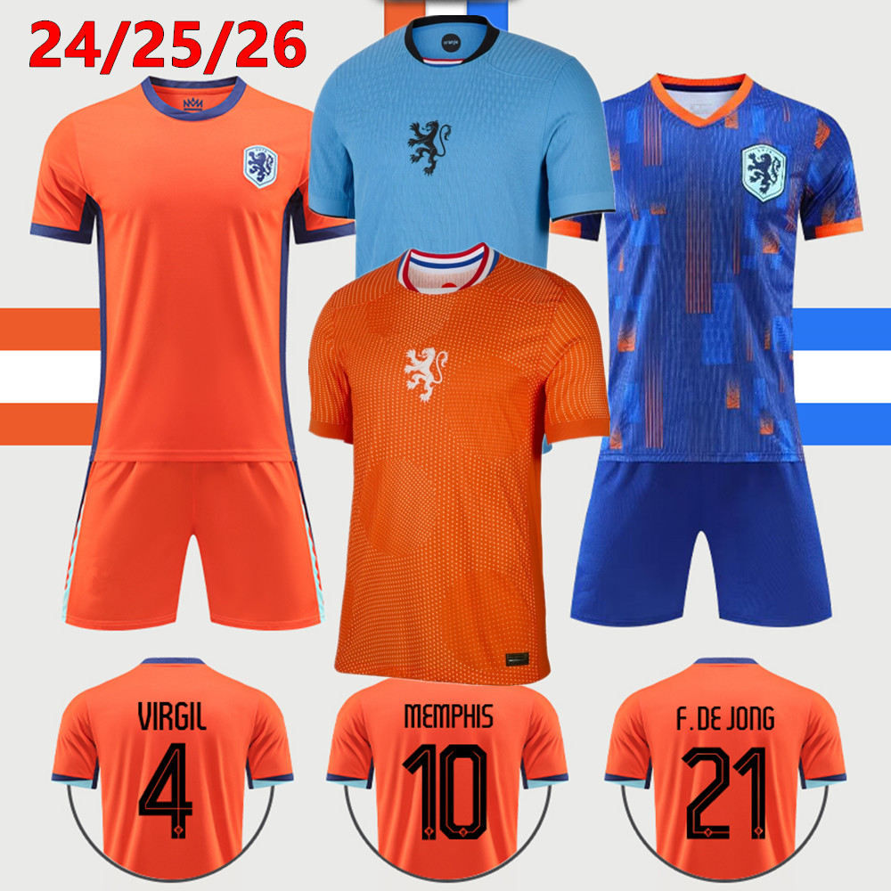 25 26 Netherlands European Holland Club Soccer Jersey 2024 Euro Cup 2025 Dutch National Team Football Shirt Men Kids Kit Full Set Home Away MEMPHIS F. DE JONG VIRGIL