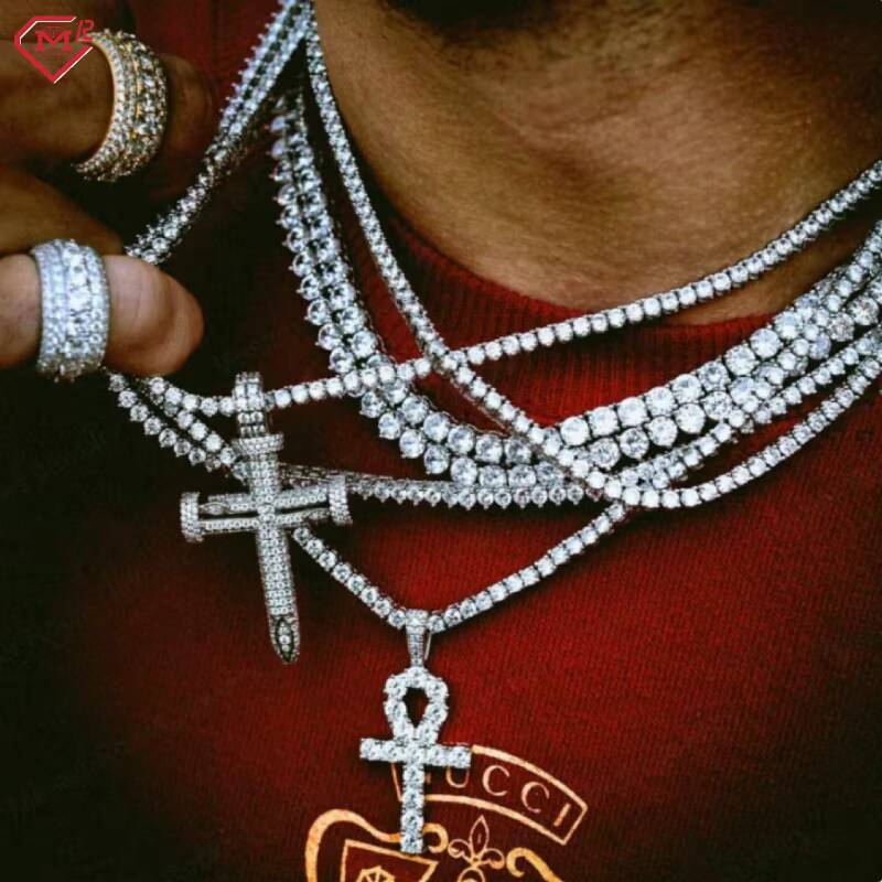 3MM 4MM 5MM 925 Silver VVS Iced Out Diamond Hip Hop Style Moissanite Tennis Chain