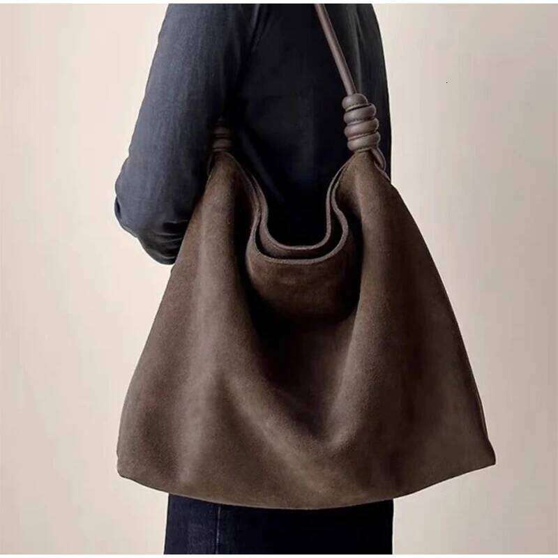 Knot Design Shoulder Underarm Large Capacity Commut Women Bag Frosted Suede Handbag Brand Tote Spacious Shopping Bags 20250815