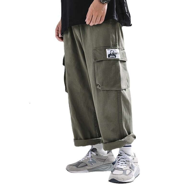 Shawn Yue Trendy Loose Fit Plus Size Cargo For Men Spring Autumn Straight Leg Youth Versatile Washed Ankle-Length Pants B5