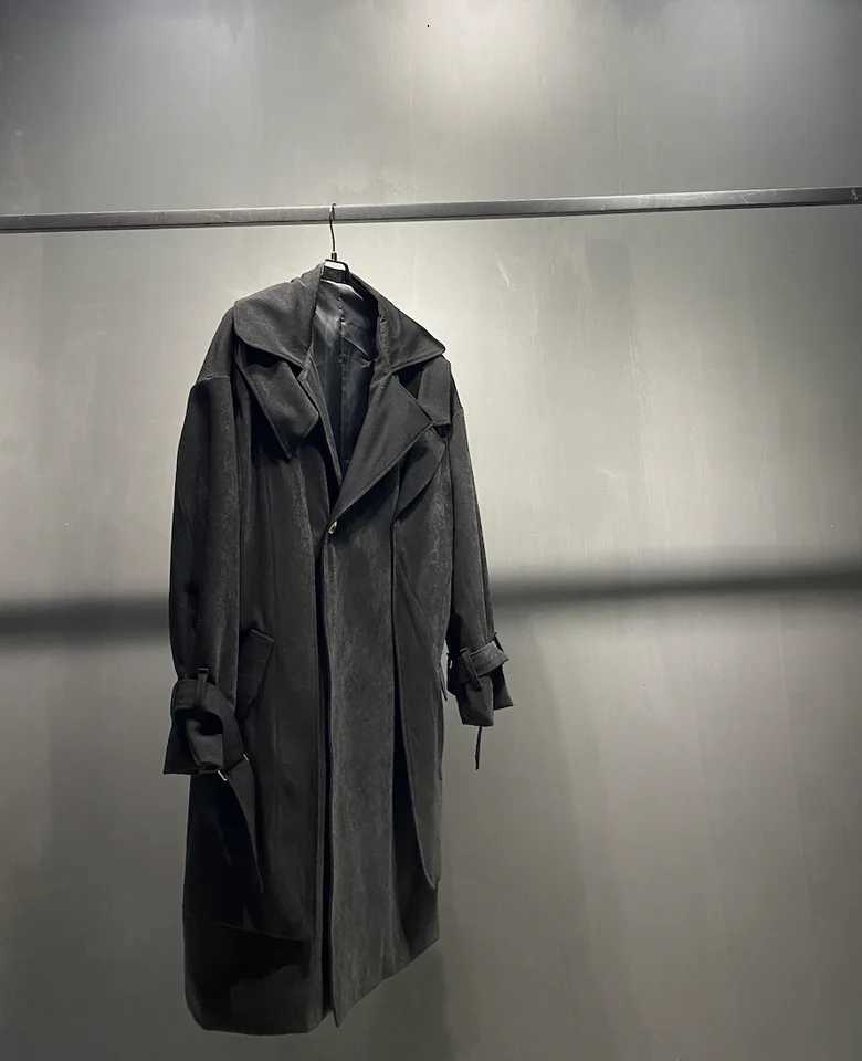 Owen Seak Men Parker Jackets Gothic Style Mens Clothing Trench Autumn Winter Dust Coats Windbreaker Black Size XL W250815