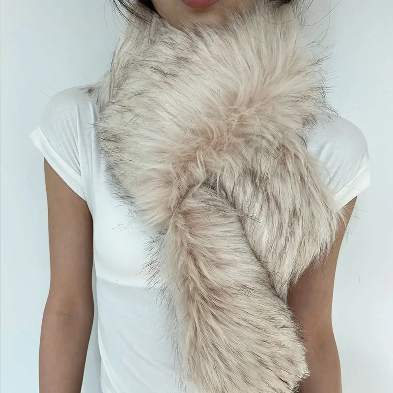 Women Faux Fox Fur long Scarf Men Winter Warm Thickened Lengthened Scarf Neck Fur Collar Dress Cape Sexy Party Dress Shawls 250808