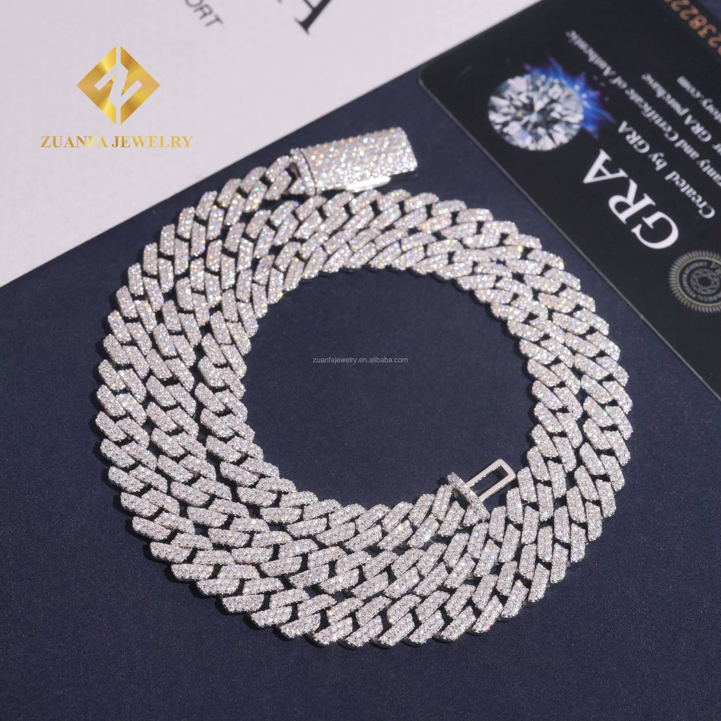 2025 Best Selling Rapper Fashion Jewelry 8mm Two Rows Iced Out Man Hip Hop GRA Certificates Moissanite Cuban Link Chain Bracelet