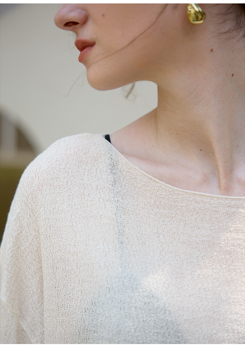 Autumn Winter New Tencel Wool Blend Women's Top Elegant Lazy Style Knitted Base Shirt Round Neck Loose Long Sleeve