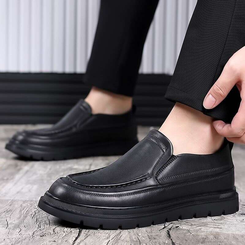 Autumn New Business Genuine Leather Thick Soles Casual Height Increase. Men's Shoes With British Style Loafers Are