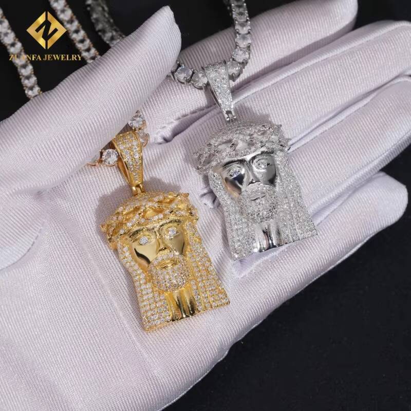 Hot Sale Custom GRA Certificate 925 Silver Jewelry Hip Hop Ice Out Diamond VVS Mossanite Jesus Pendant