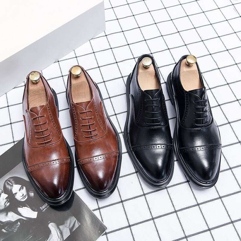 Formal Business British Style Height Increasing Pointed Toe Men's Suit Leather Spring Autumn New Wedding Shoes