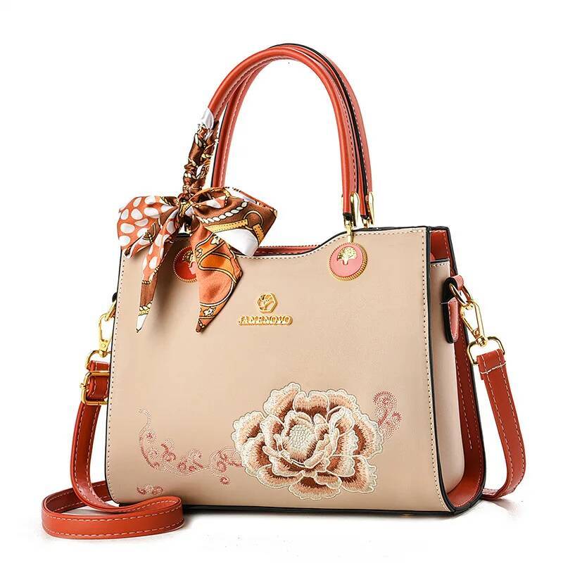 Ladies' Handbag, Niche Temperament, Fashionable And Elegant Embroidered Shoulder Bag, Large Capacity Flower Crossbody Bag