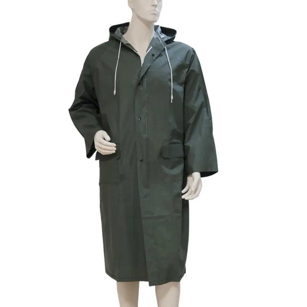 Thickened Long Pvc One-piece Raincoat Outdoor Labor Protection Duty Dual Purpose Windbreaker Poncho Riding Raincoat Y250814