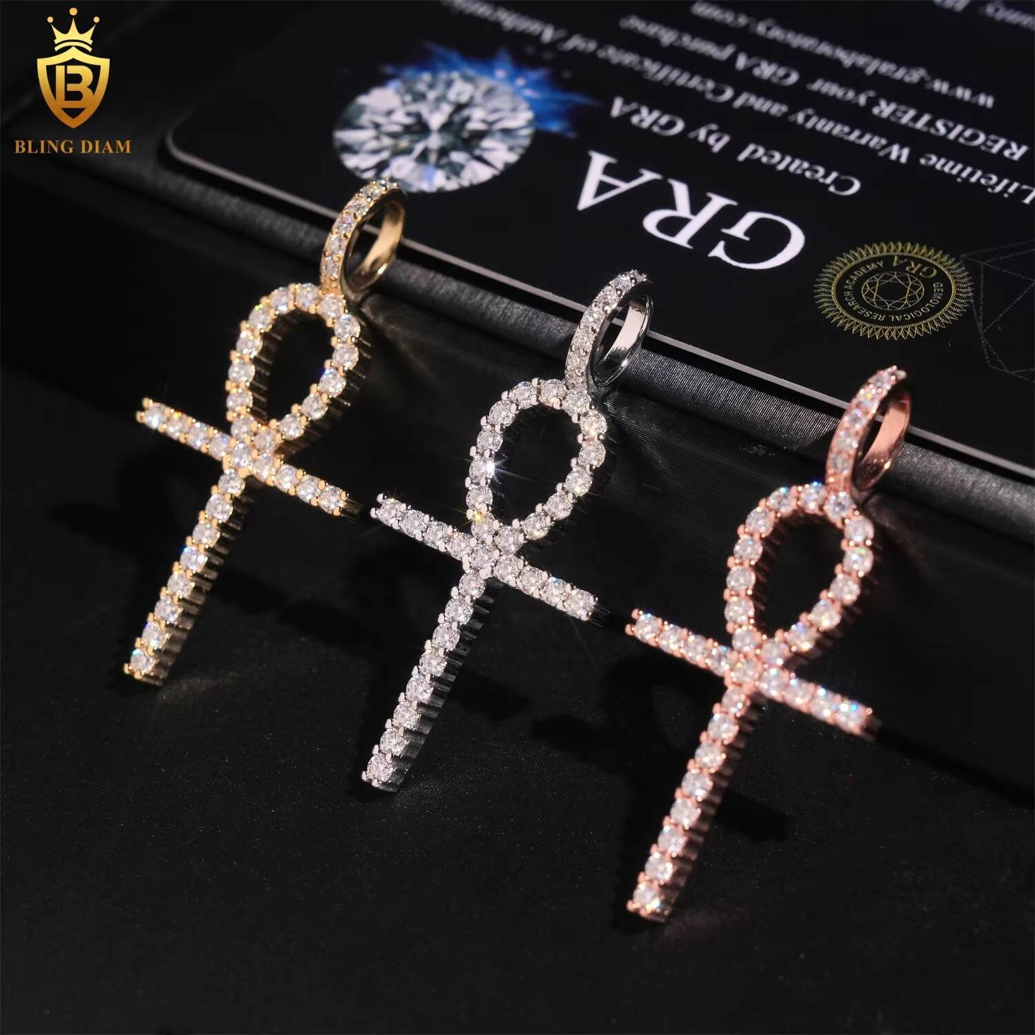 Fine Jewelry 925 Sterling Silver Luxury Diamond VVS Moissanite Custom Cross Pendant