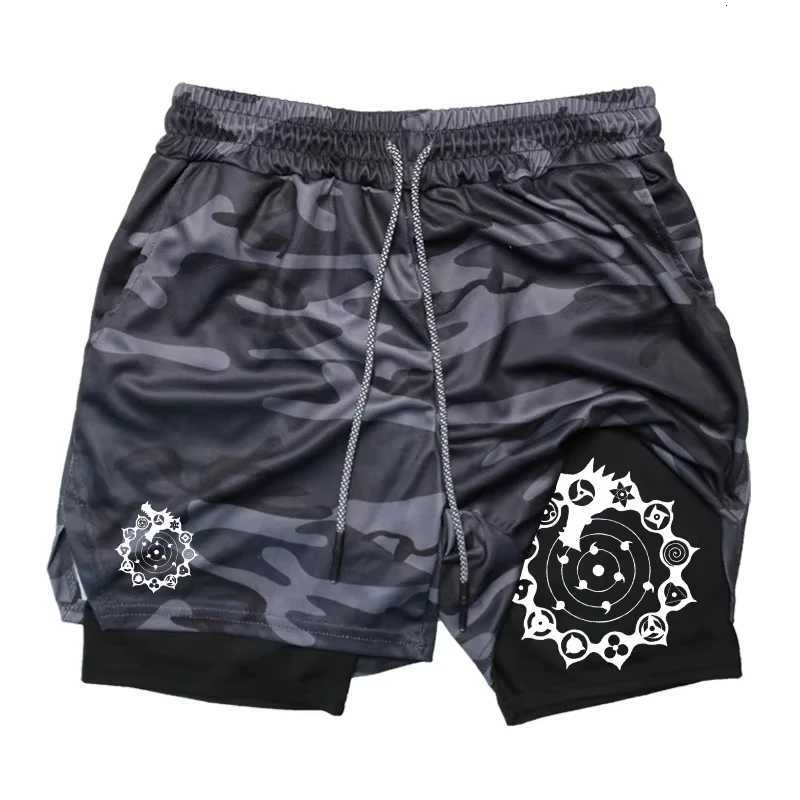 Pantalones cortos 2 en 1 con estampado de dragn para hombre pantalones cortos para gimnasio entrenamiento correr workout shorts Y250814