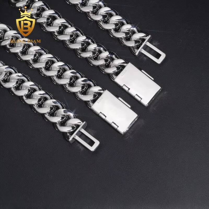 New Arrival Fashion VVS Moissanite Necklace 925 Silver Past Diamond Test 16mm Cuban Moissanite Chain Pass Diamond Tester