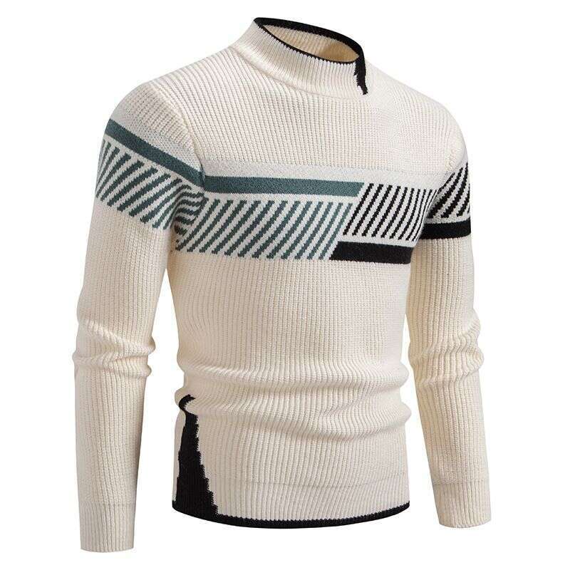 Men's Clothing New Casual Round Neck Sweater Brand Fashion Color Matching Knitted Bottoming Shirt Men's Top