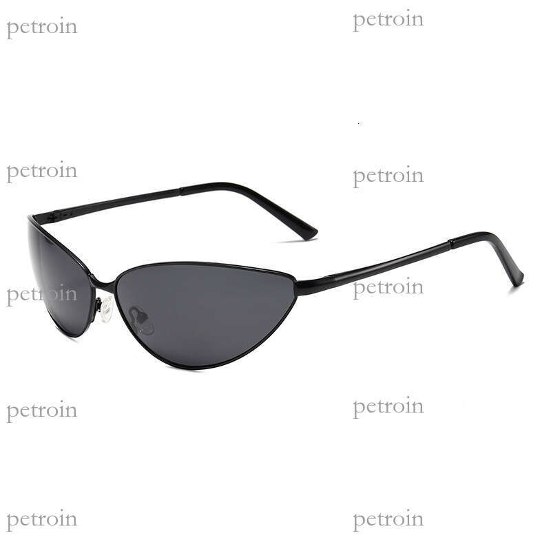 New Trendy Personality Polarized Metal Cat Eye Spring Hinge Sunglasses Future Y2K Hot