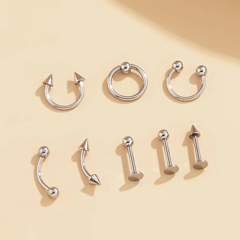 60/120/150PC Steel Lot Bulk Nose Ring Body Piercing Jewelry Tongue Bar Lot Eyebrow Labret Piercing Set Horseshoe Ring 250807