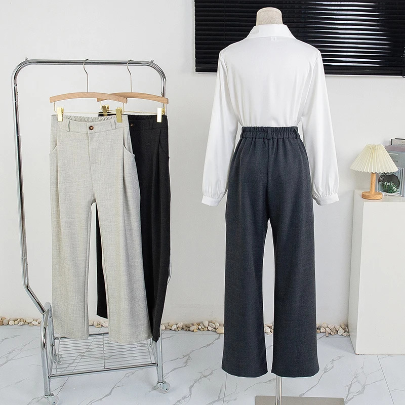 Plus Size Suit Pant 2024 Autumn Winter Arrivals High Elastic Waist Korean Fashion Pants And Trouser 250808