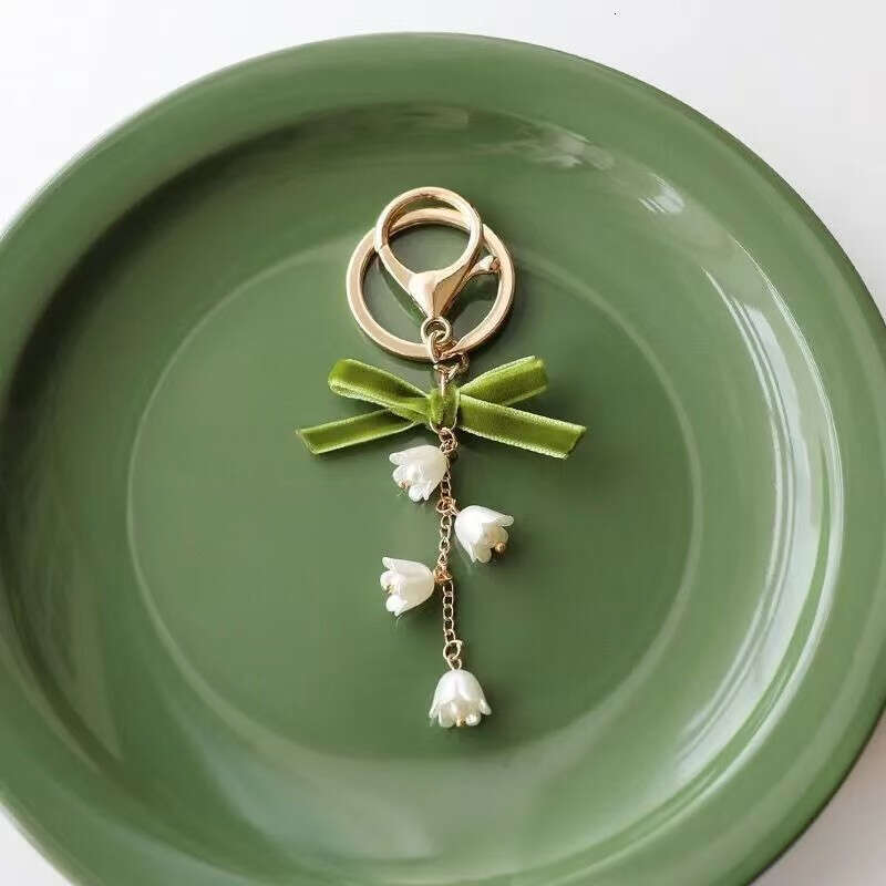 Forest Style Fresh Lily of the Valley Pendant Bag Accessories Anti-Lost Keychain USB Flash Drive Phone Strap