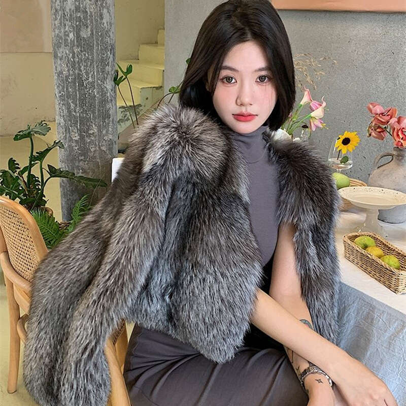 Fashion Warm Solid Color Faux Fur Coat Women Autumn New Hooded Long Sleeve Zipper Thicken Luxury Clothes Female