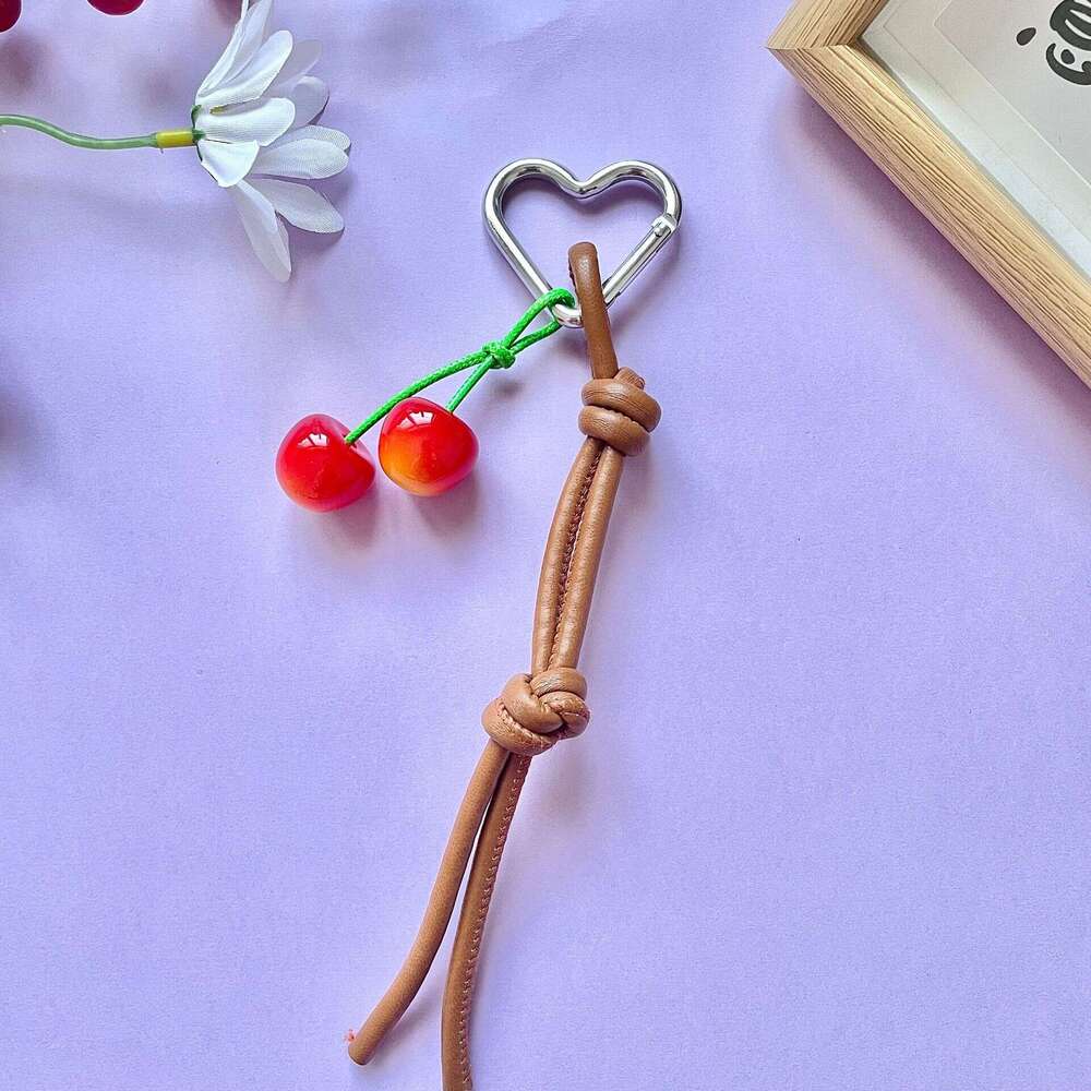 3D Headphone Cute Korean Style Camera Bag Car Hanging Ornament Leather Strap Keychain Pendant Color-Block Pin Ins Cherry